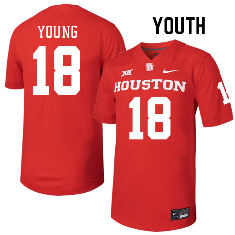 Youth #18 Koby Young Houston Cougars College Football Jerseys Stitched-Red